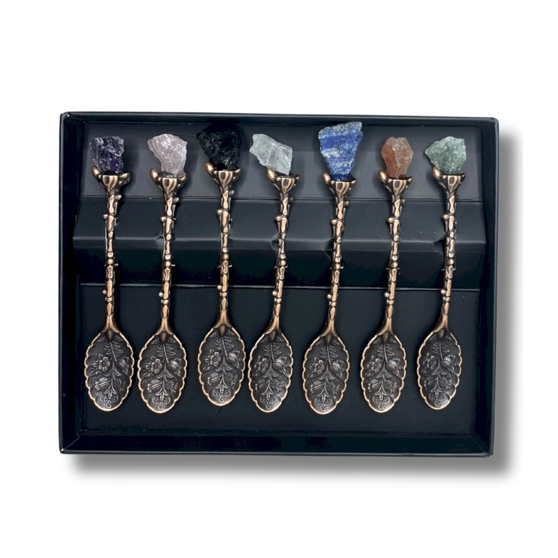Set de 7 Linguri Magice din Bronz cu Pietre Prețioase