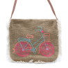 Geantă de iută cu Franjuri - Broderie Biciclista